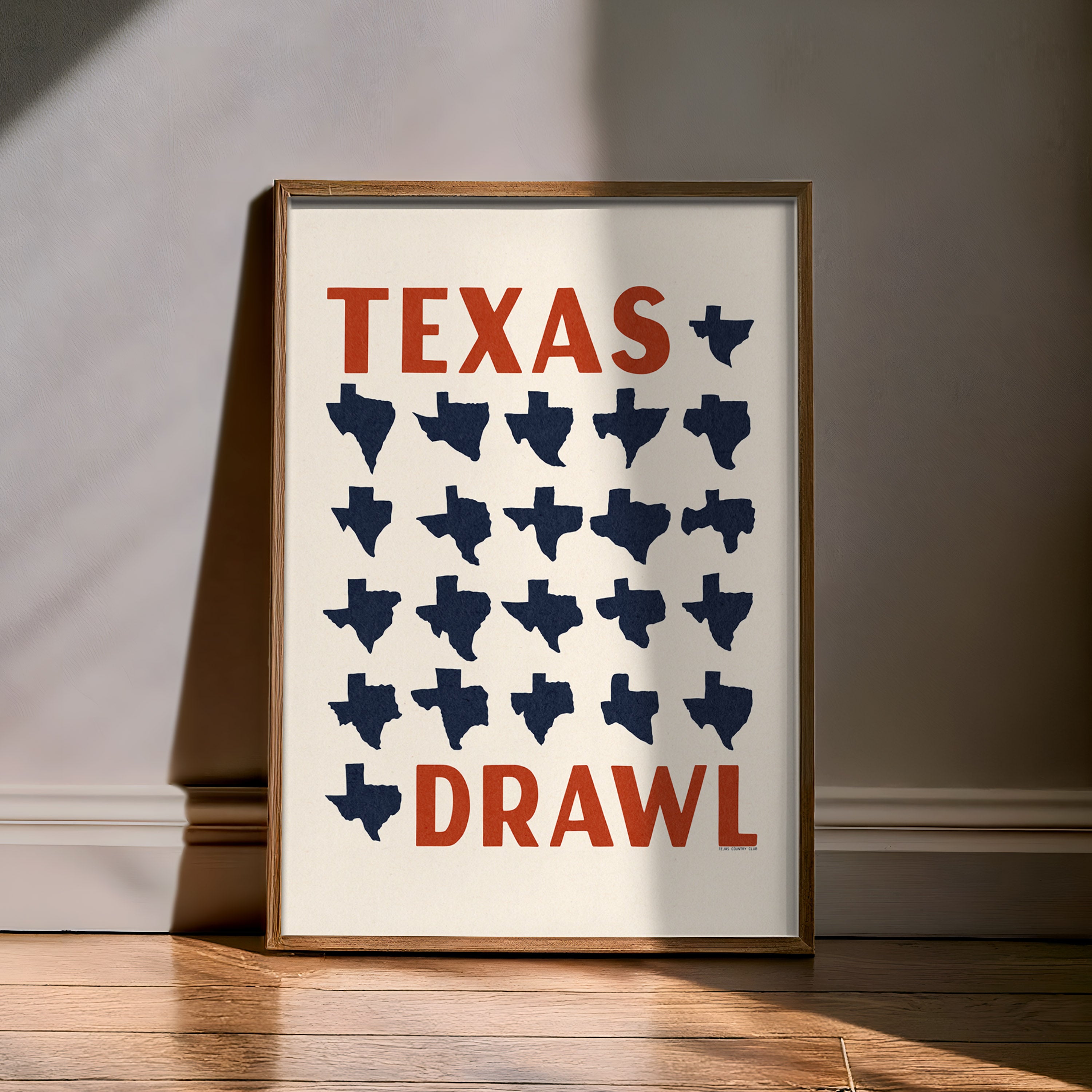 Texas Drawl - Collection of Student Drawn Texas Silhouettes Art Print - Tejas Country Club