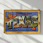 Greetings From Texas Vintage Postcard Print Blue - Tejas Country Club