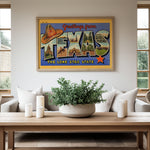Greetings From Texas Vintage Postcard Print Blue - Tejas Country Club