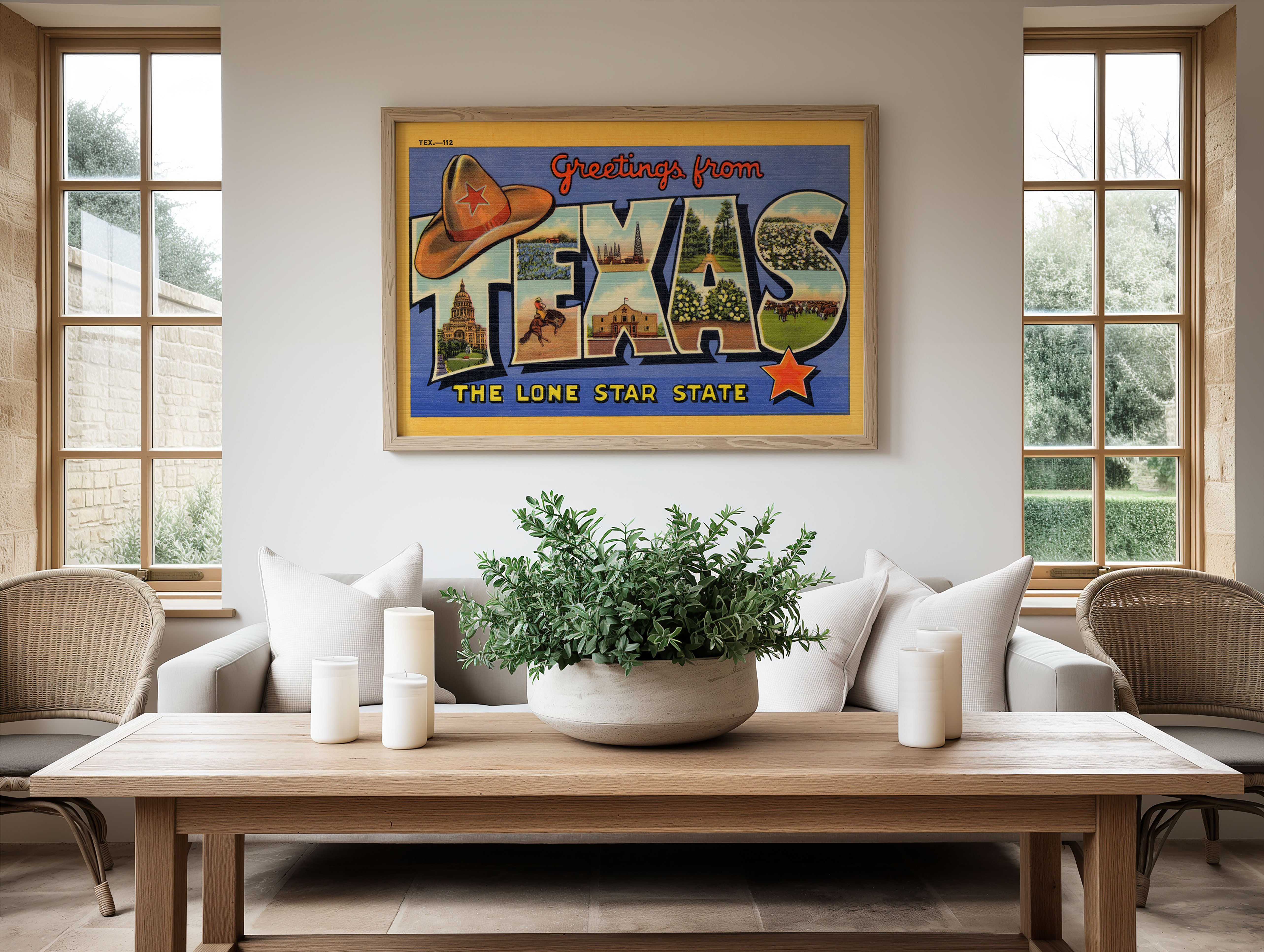 Greetings From Texas Vintage Postcard Print Blue - Tejas Country Club