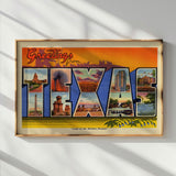 Greetings From Texas Vintage Postcard Print Orange - Tejas Country Club