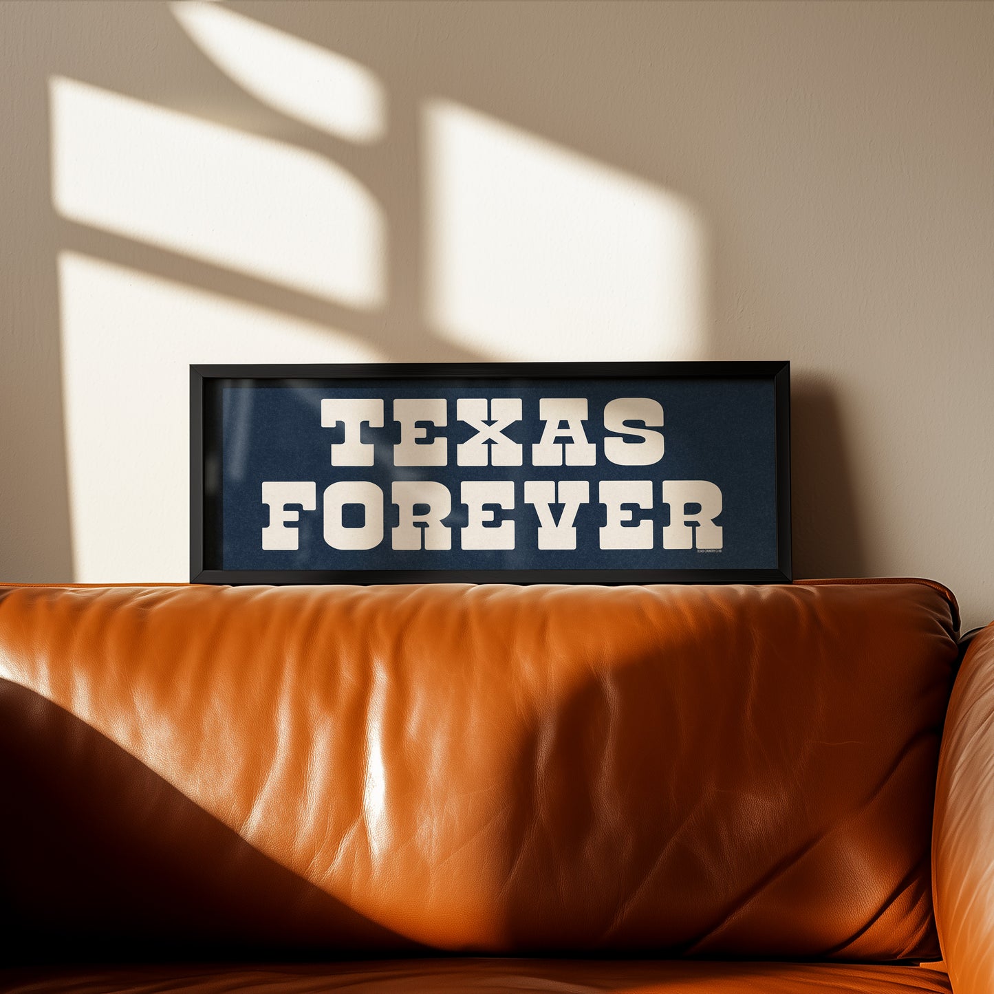 Framed Texas Forever Navy Blue Sign - Tejas Country Club