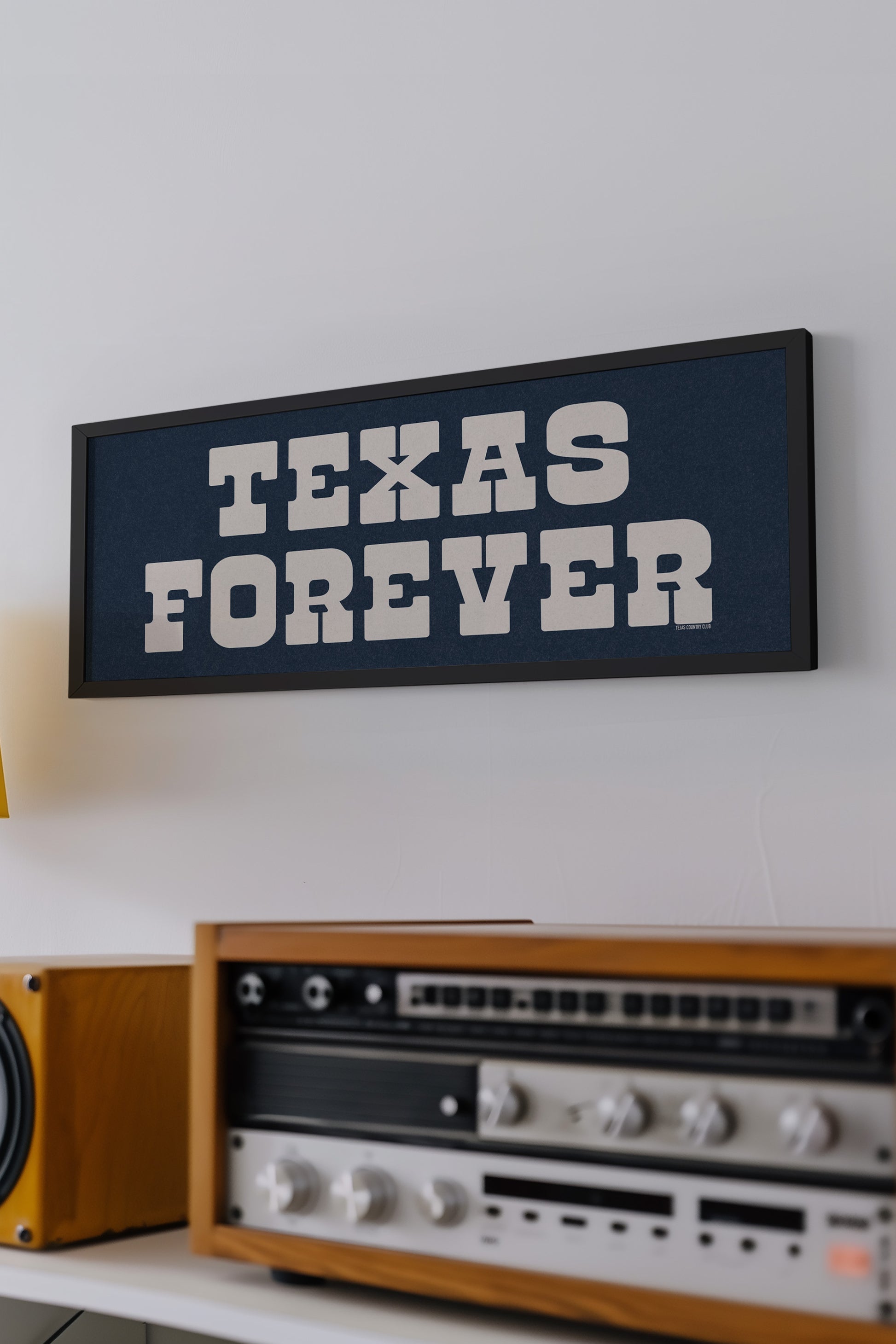 Framed Texas Forever Navy Blue Sign - Tejas Country Club