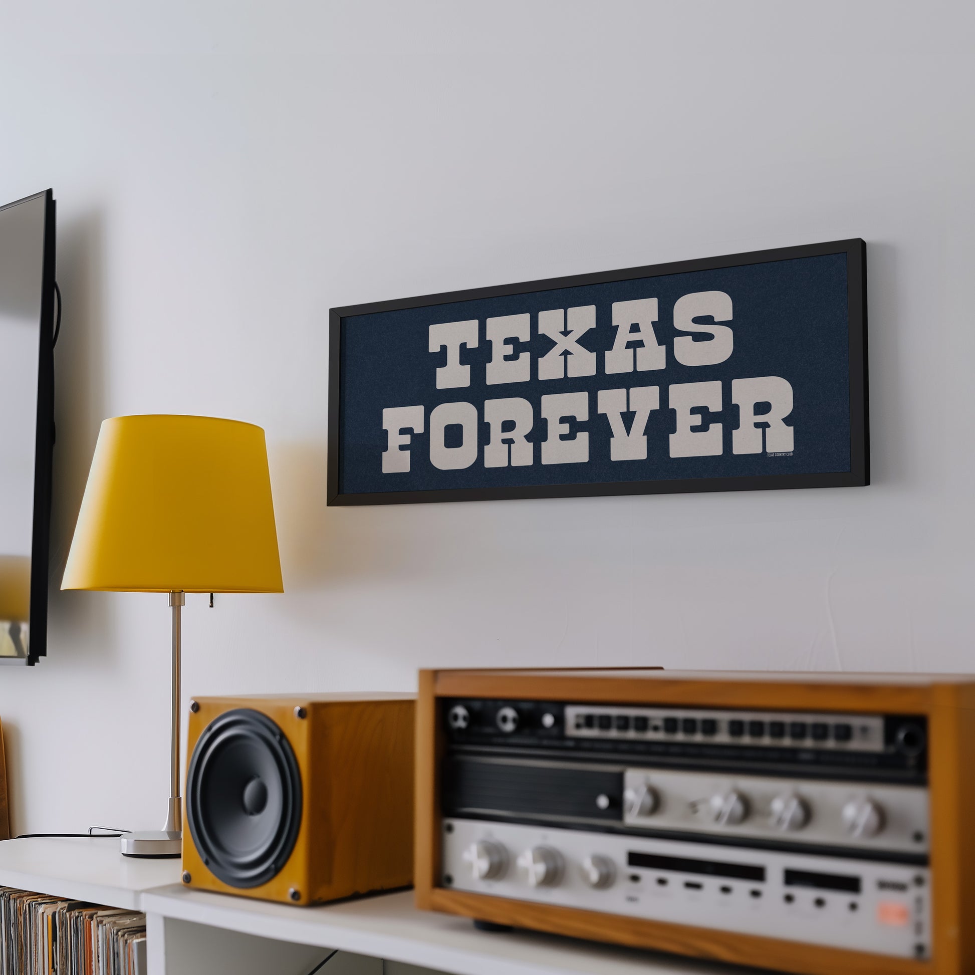 Framed Texas Forever Navy Blue Sign - Tejas Country Club