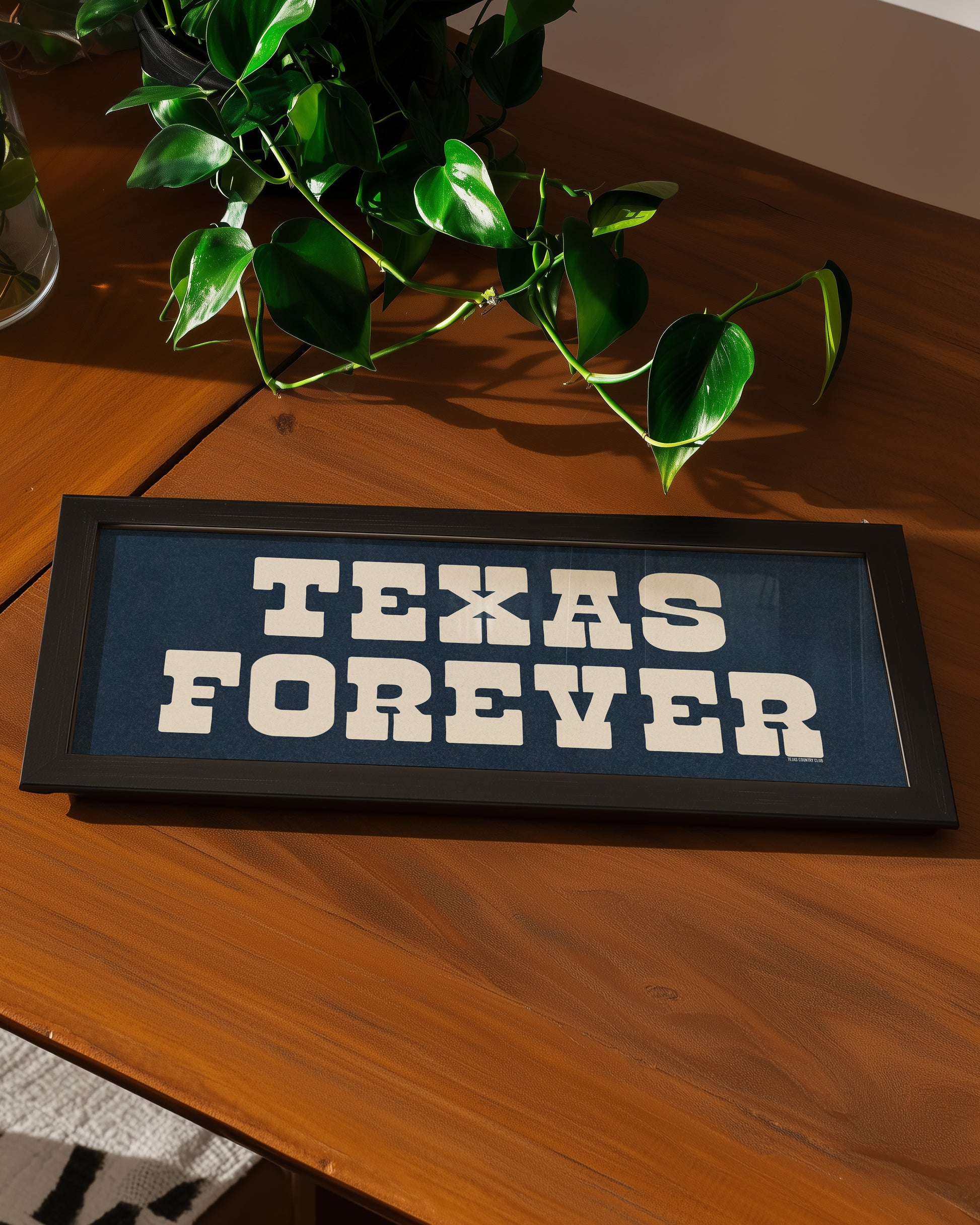 Framed Texas Forever Navy Blue Sign - Tejas Country Club