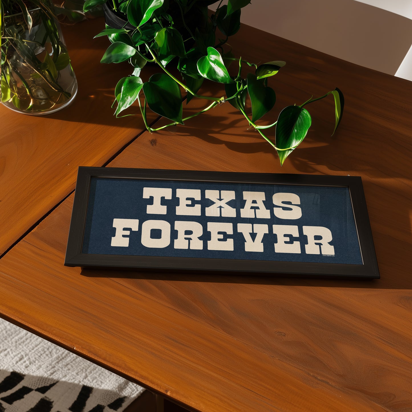 Framed Texas Forever Navy Blue Sign - Tejas Country Club