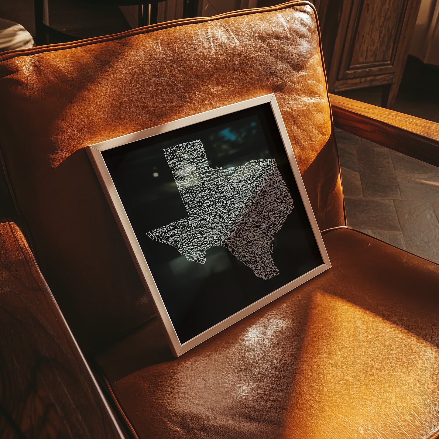 Texas Towns Home Decor Art Print (Black) - Tejas Country Club