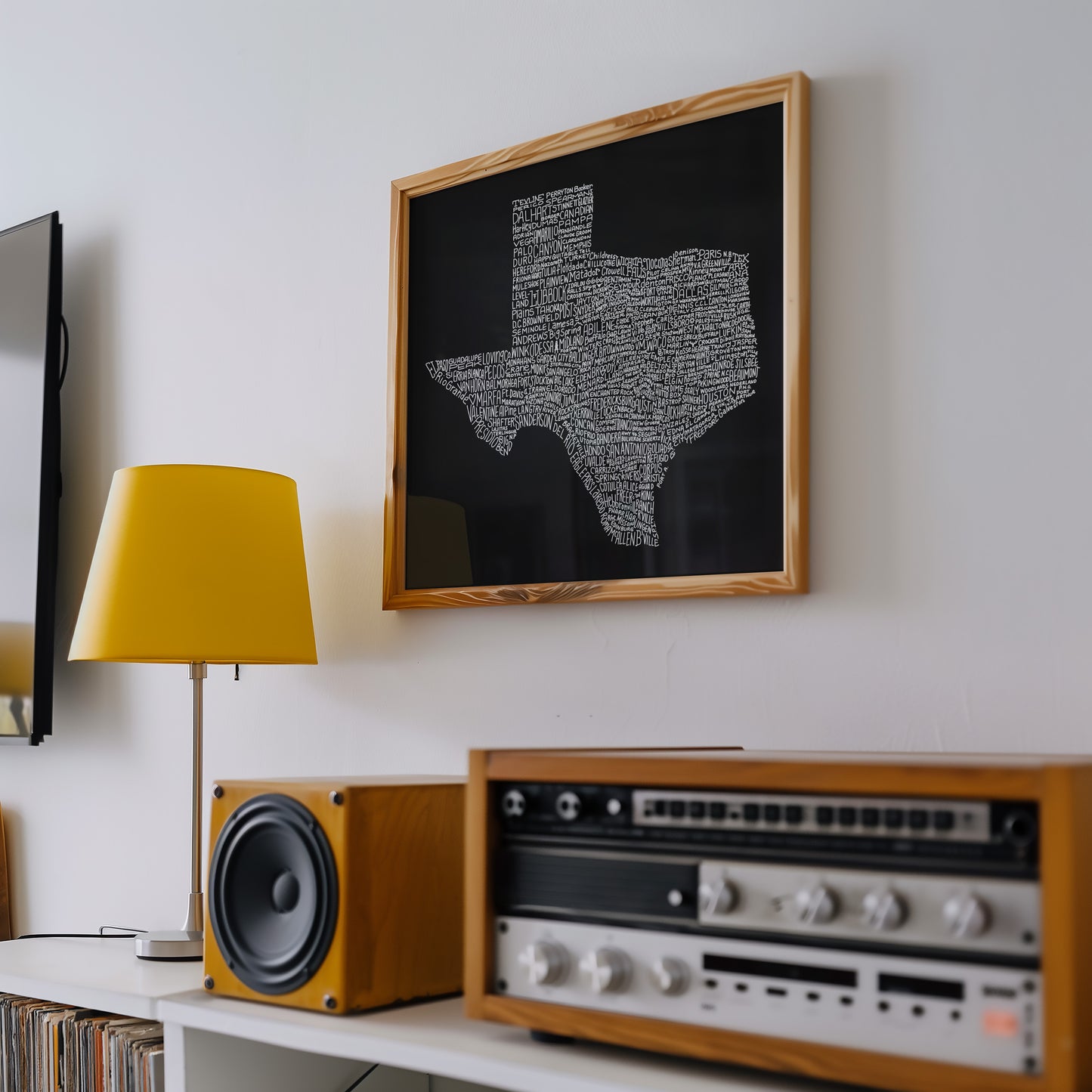Texas Towns Home Decor Art Print (Black) - Tejas Country Club