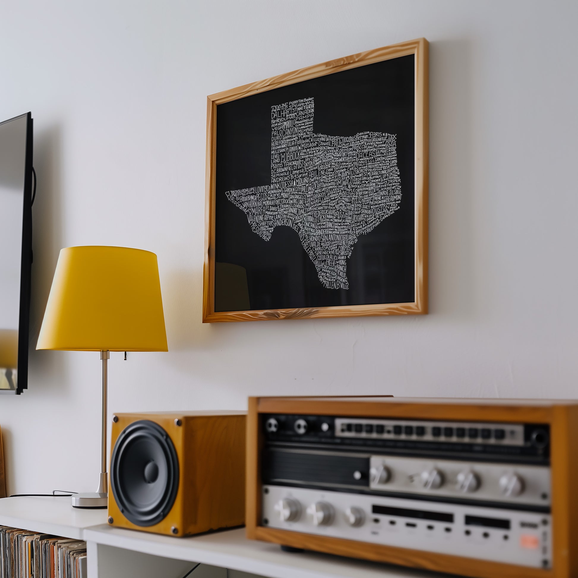 Texas Towns Home Decor Art Print (Black) - Tejas Country Club