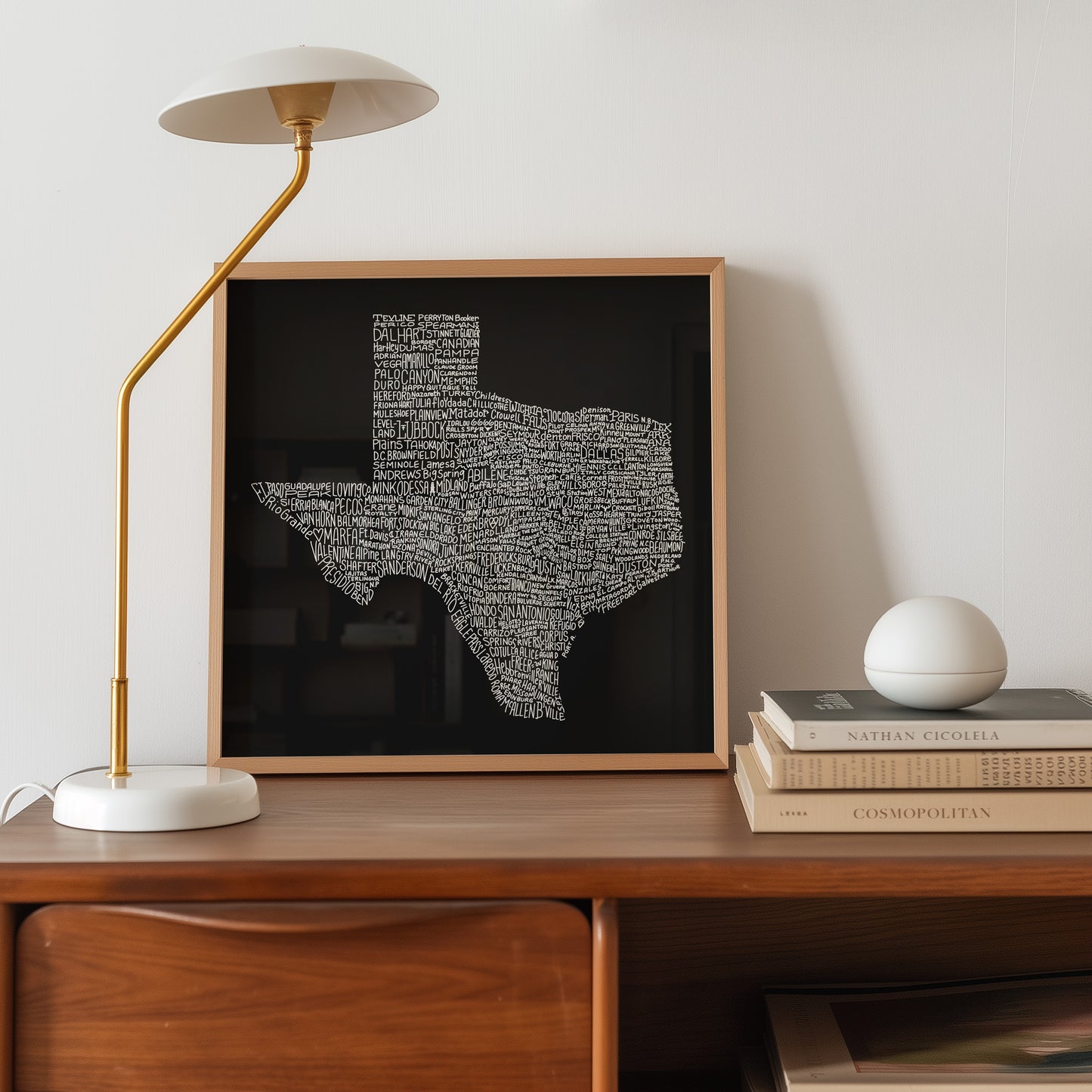 Texas Towns Home Decor Art Print (Black) - Tejas Country Club