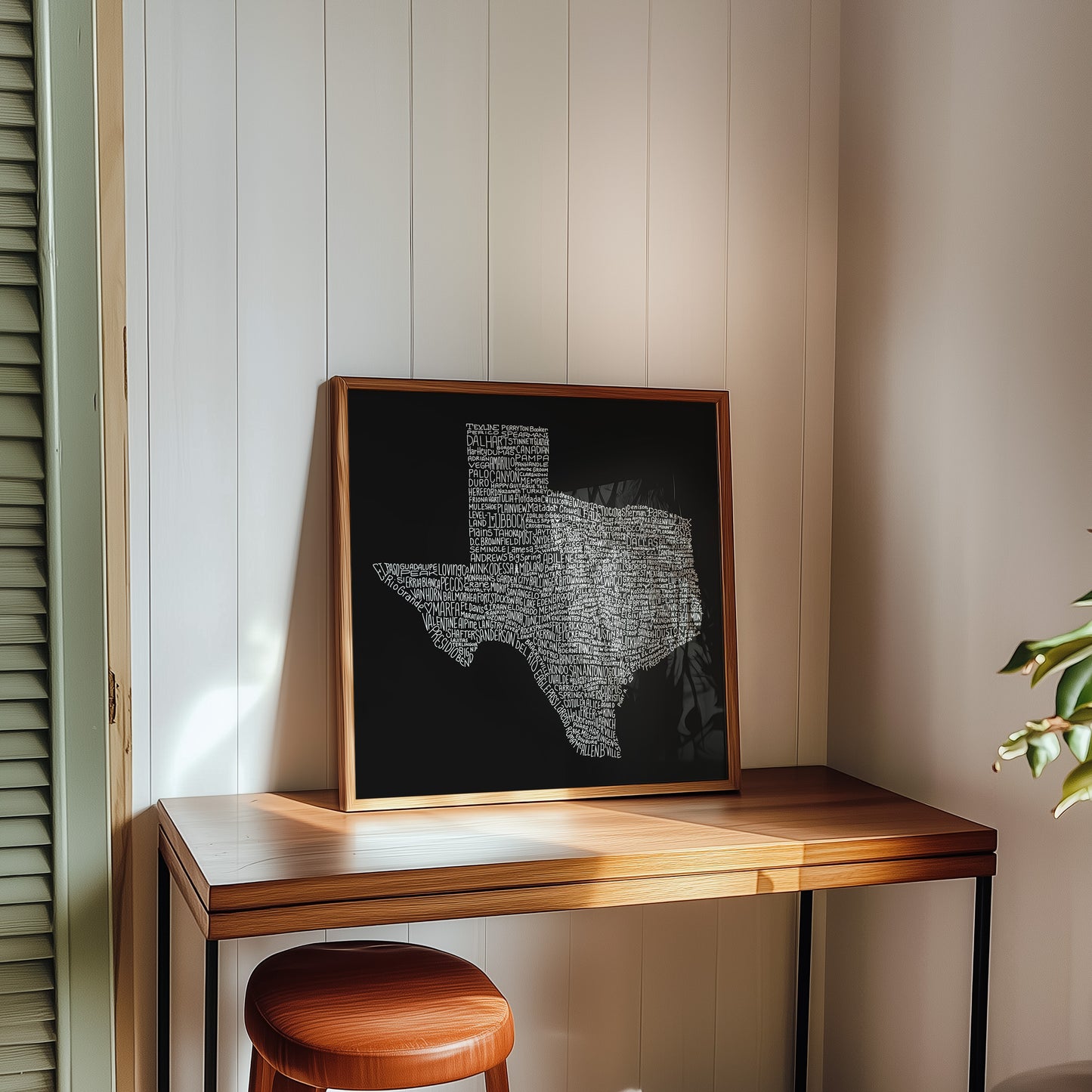 Texas Towns Home Decor Art Print (Black) - Tejas Country Club