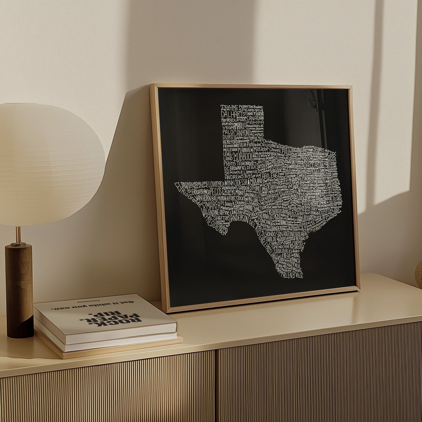 Texas Towns Home Decor Art Print (Black) - Tejas Country Club