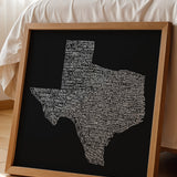 Texas Towns Home Decor Art Print (Black) - Tejas Country Club