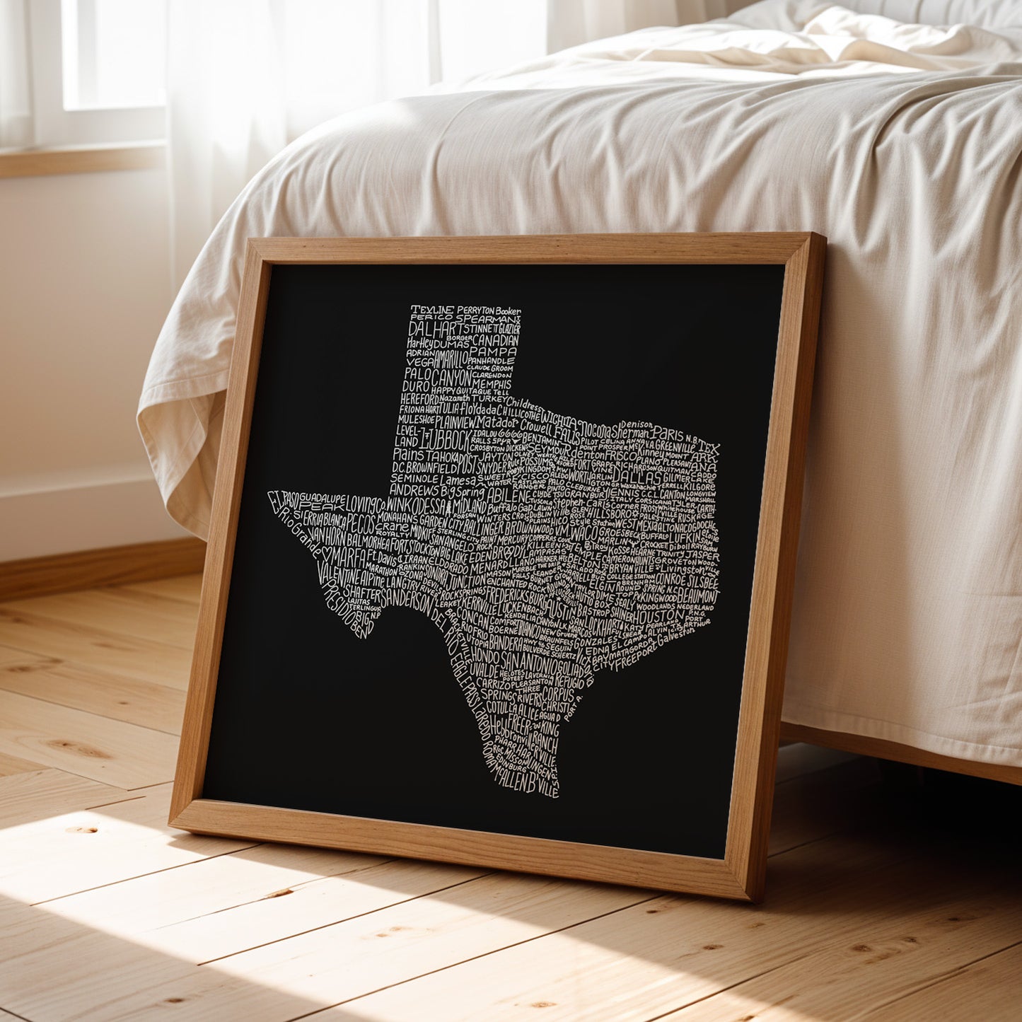 Texas Towns Home Decor Art Print (Black) - Tejas Country Club