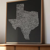 Texas Towns Home Decor Art Print (Black) - Tejas Country Club