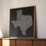 Texas Towns Home Decor Art Print (Black) - Tejas Country Club