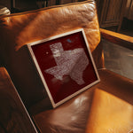 Texas Towns Home Decor Art Print (Maroon) - Tejas Country Club