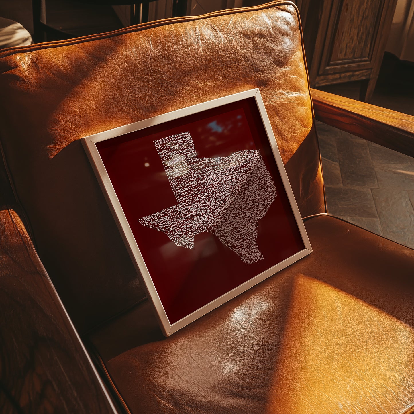 Texas Towns Home Decor Art Print (Maroon) - Tejas Country Club