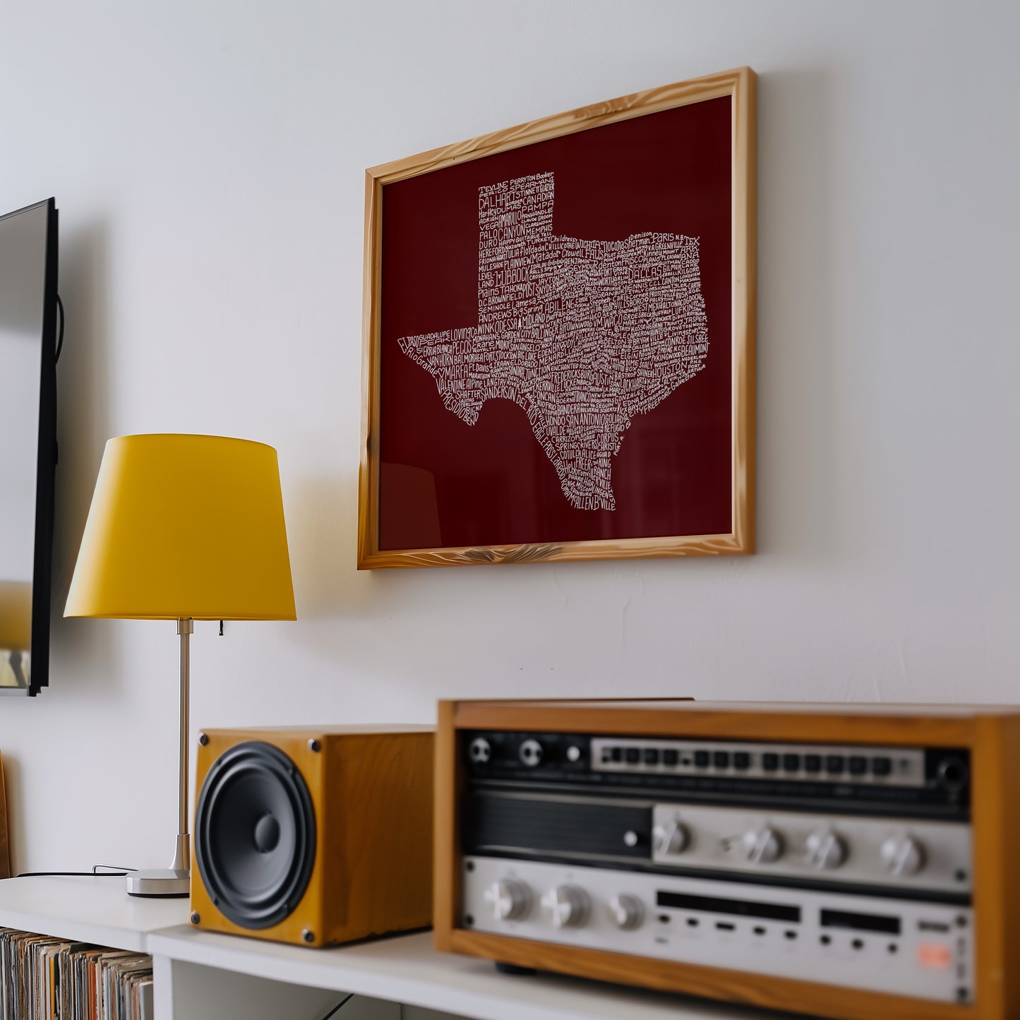 Texas Towns Home Decor Art Print (Maroon) - Tejas Country Club