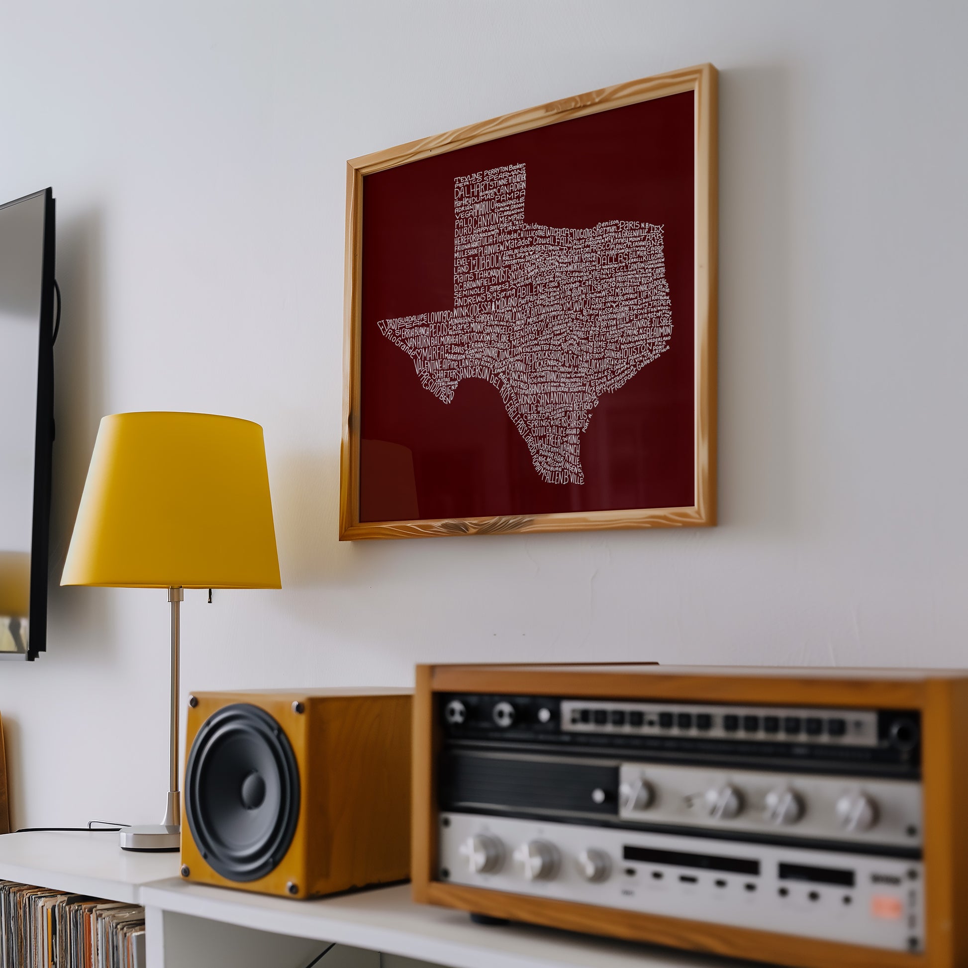 Texas Towns Home Decor Art Print (Maroon) - Tejas Country Club