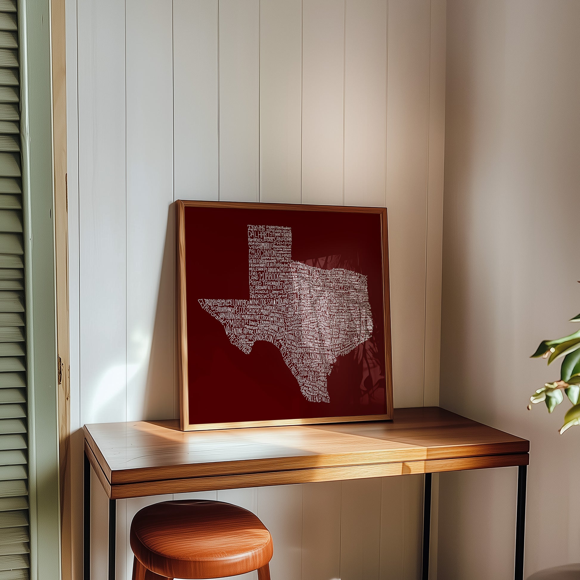 Texas Towns Home Decor Art Print (Maroon) - Tejas Country Club