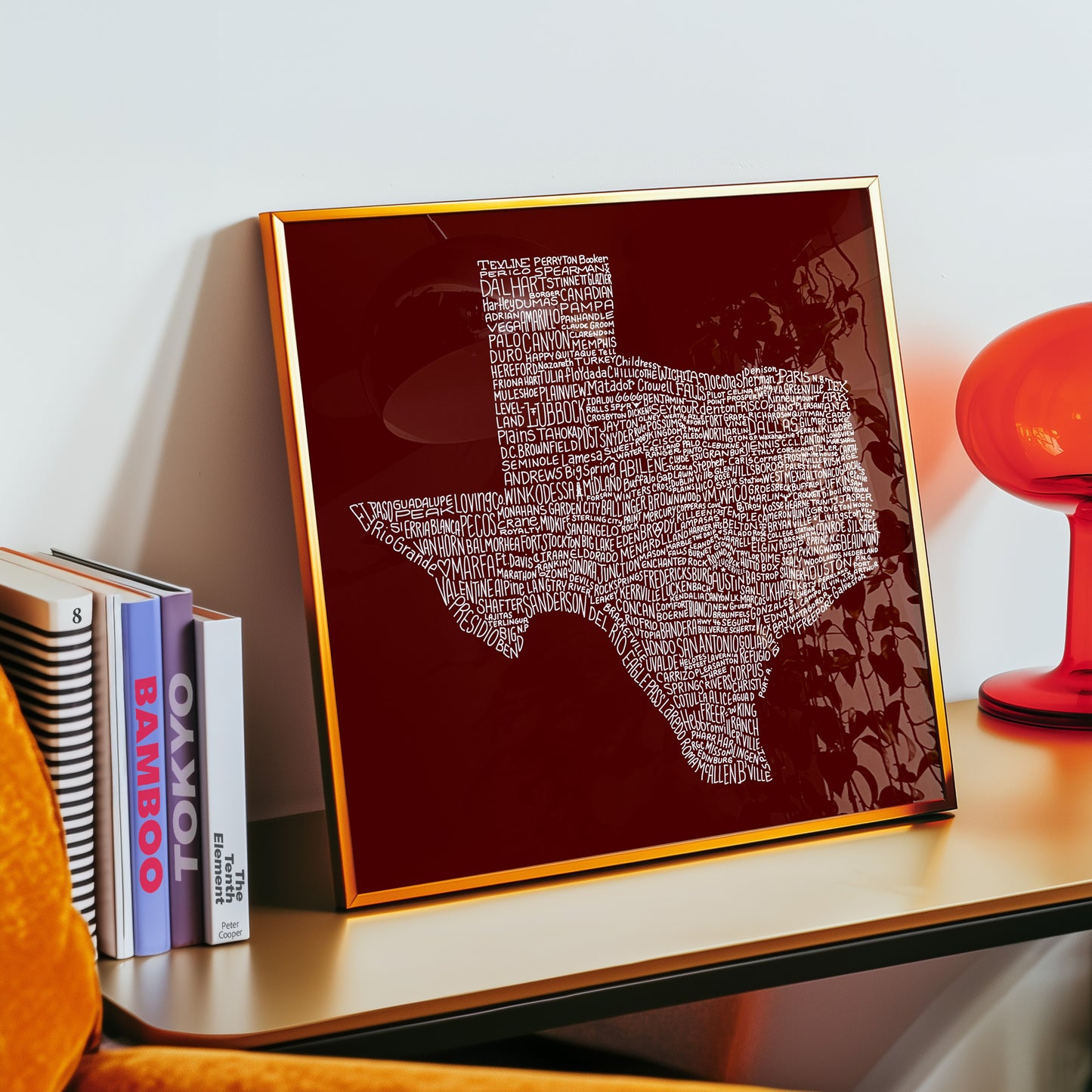 Texas Towns Home Decor Art Print (Maroon) - Tejas Country Club