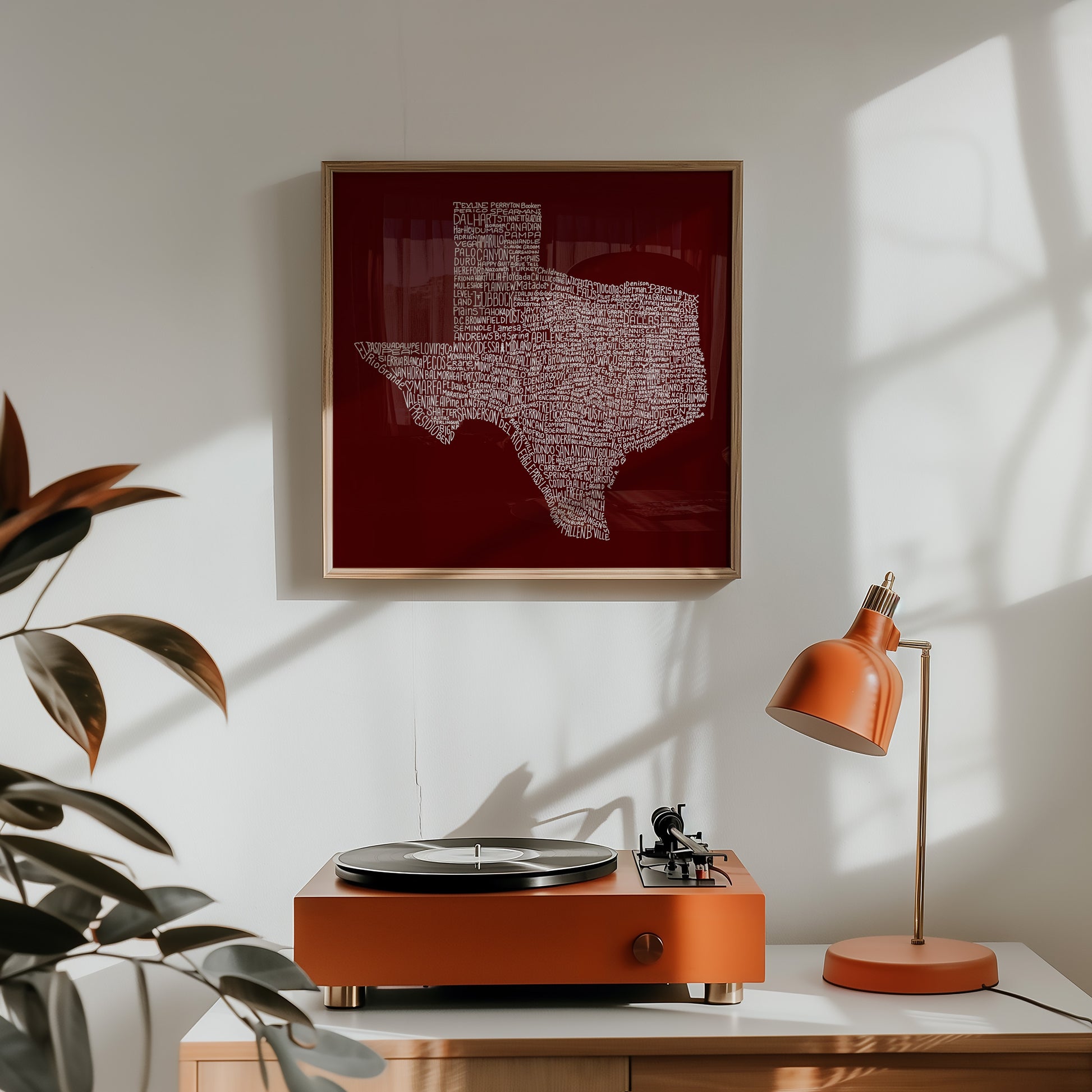 Texas Towns Home Decor Art Print (Maroon) - Tejas Country Club
