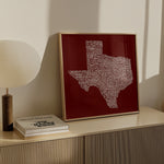 Texas Towns Home Decor Art Print (Maroon) - Tejas Country Club