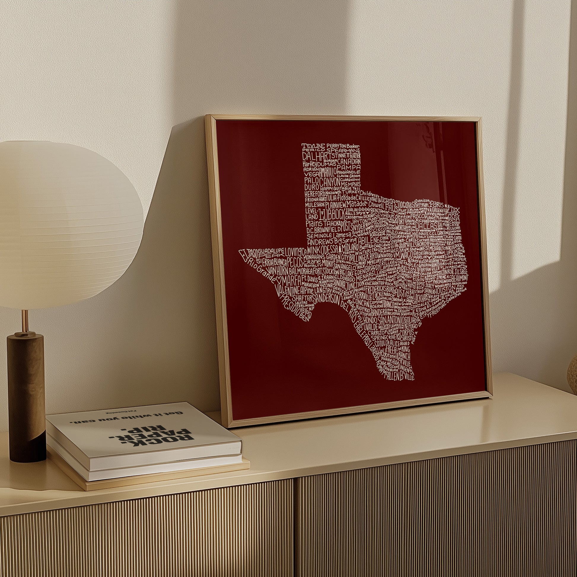 Texas Towns Home Decor Art Print (Maroon) - Tejas Country Club