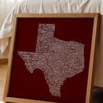 Texas Towns Home Decor Art Print (Maroon) - Tejas Country Club
