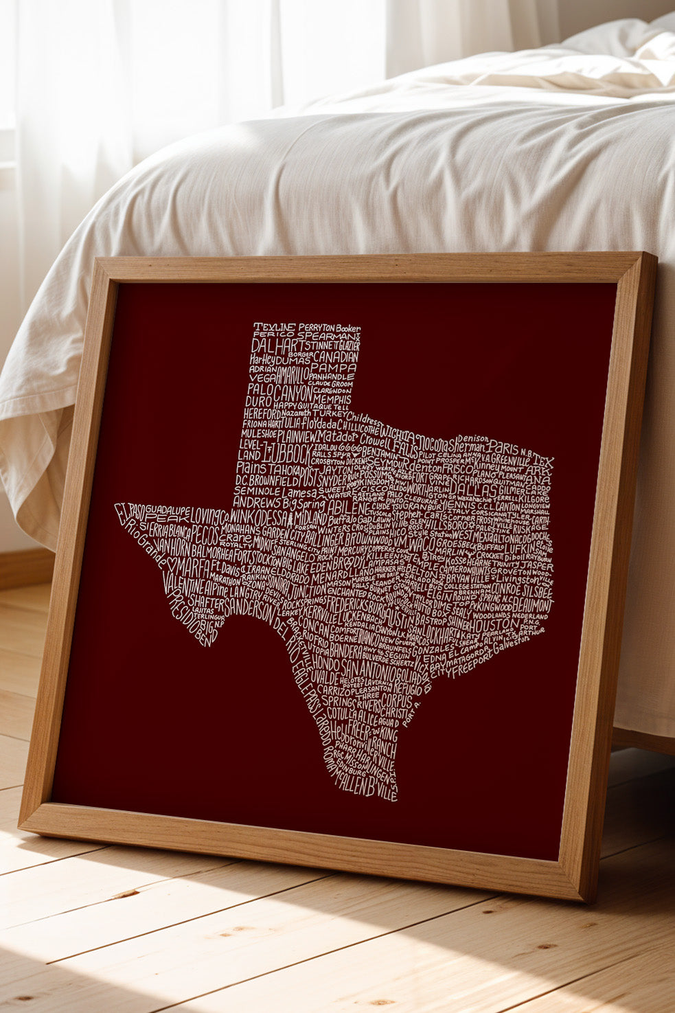Texas Towns Home Decor Art Print (Maroon) - Tejas Country Club