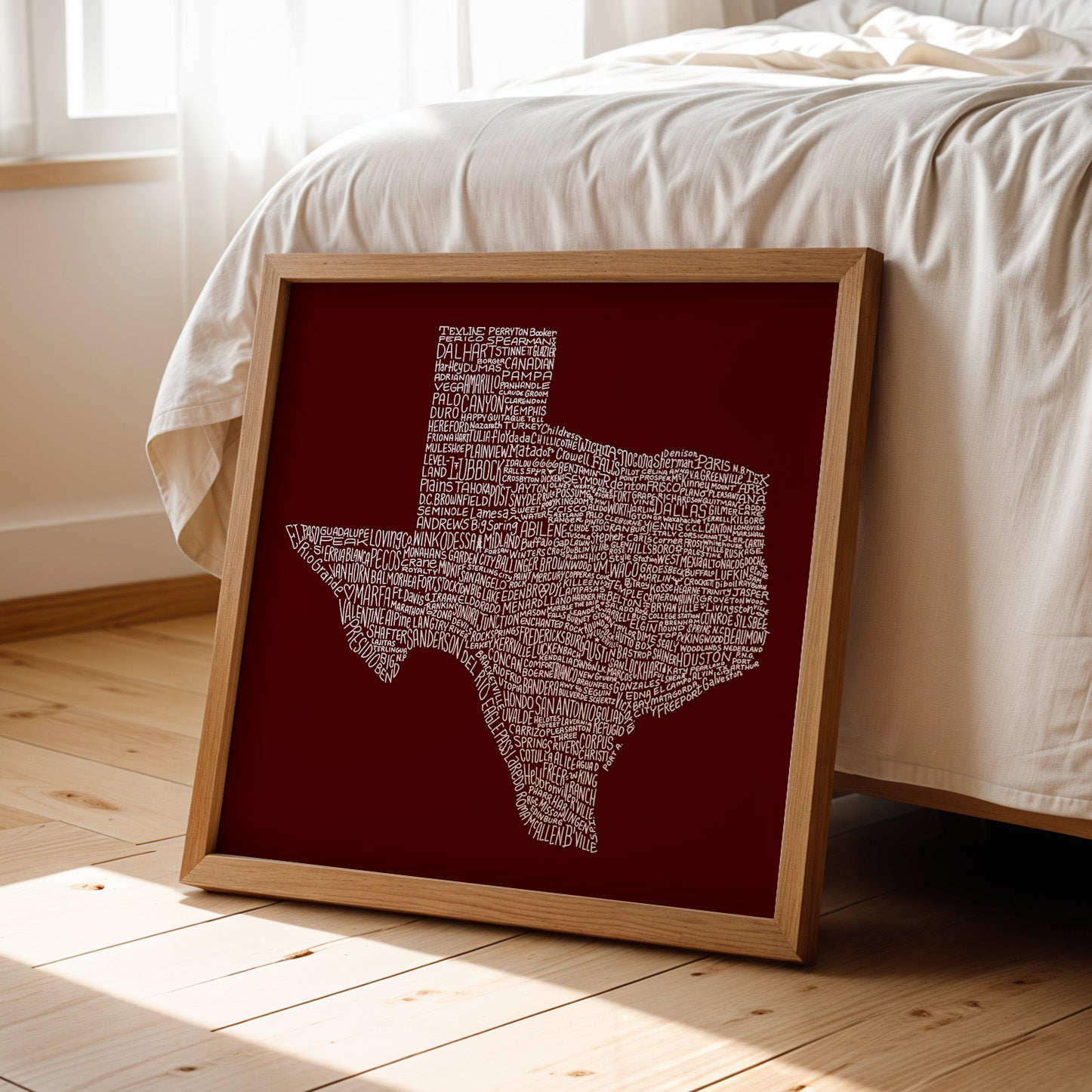 Texas Towns Home Decor Art Print (Maroon) - Tejas Country Club