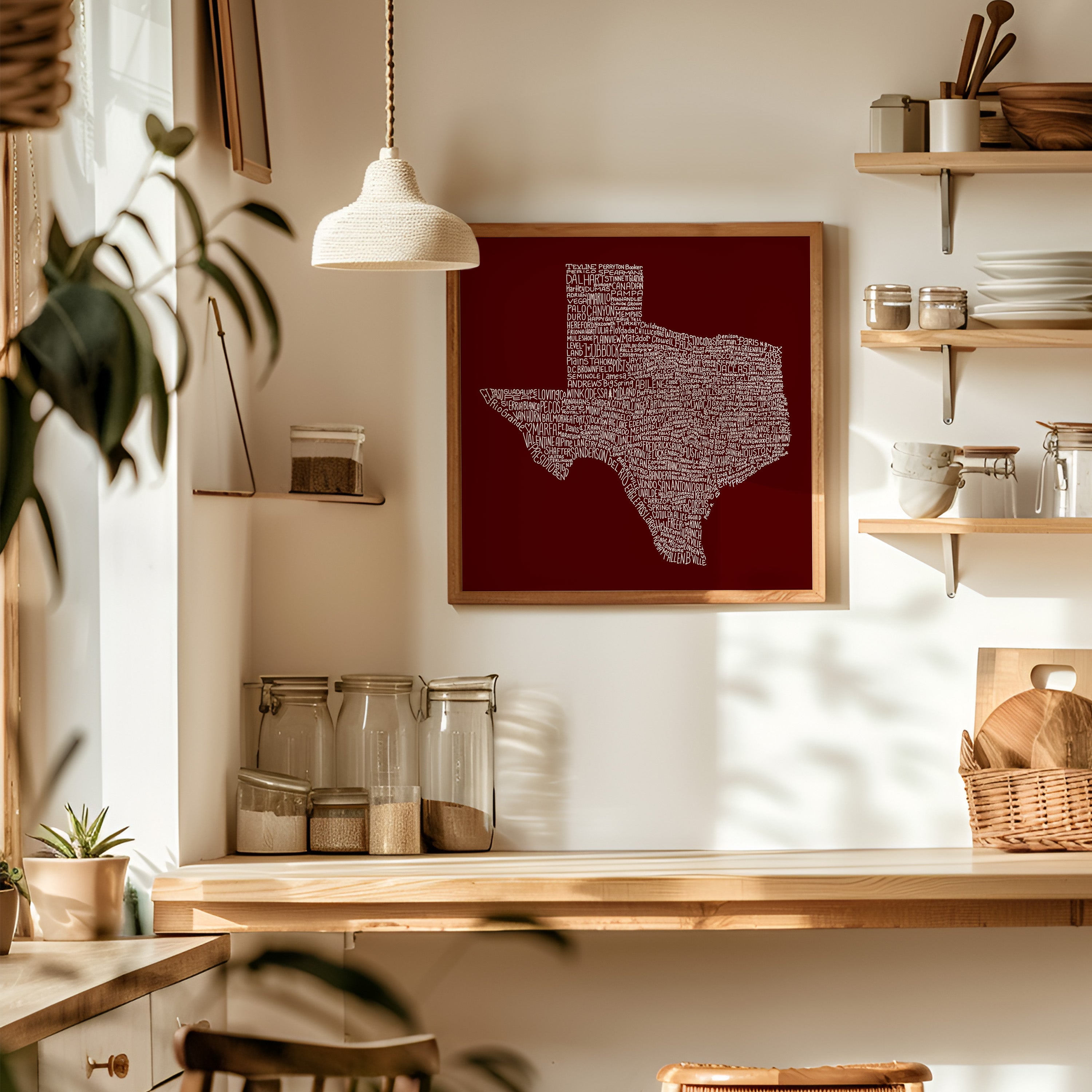 Texas Towns Home Decor Art Print (Maroon) - Tejas Country Club