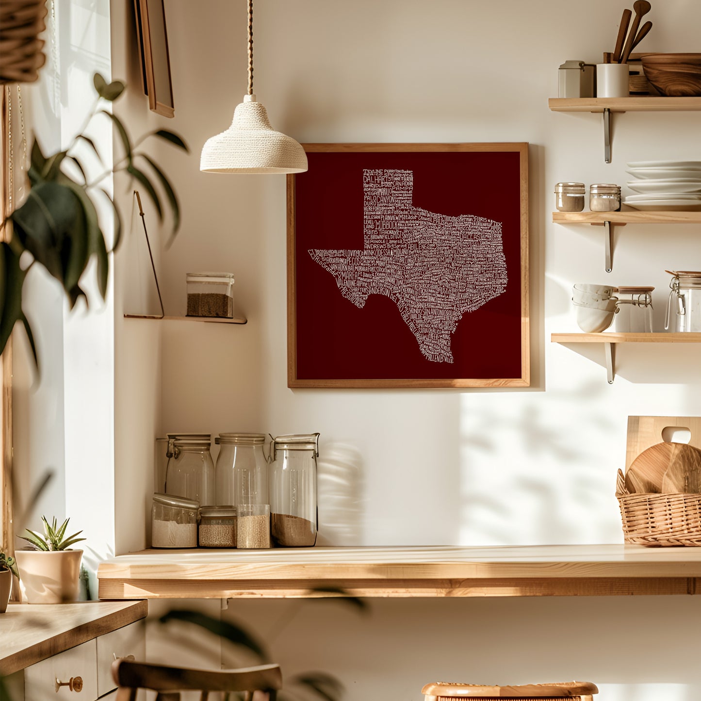 Texas Towns Home Decor Art Print (Maroon) - Tejas Country Club