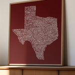 Texas Towns Home Decor Art Print (Maroon) - Tejas Country Club