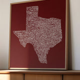 Texas Towns Home Decor Art Print (Maroon) - Tejas Country Club