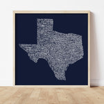 Texas Towns Home Decor Art Print (Navy Blue) - Tejas Country Club