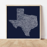 Texas Towns Home Decor Art Print (Navy Blue) - Tejas Country Club