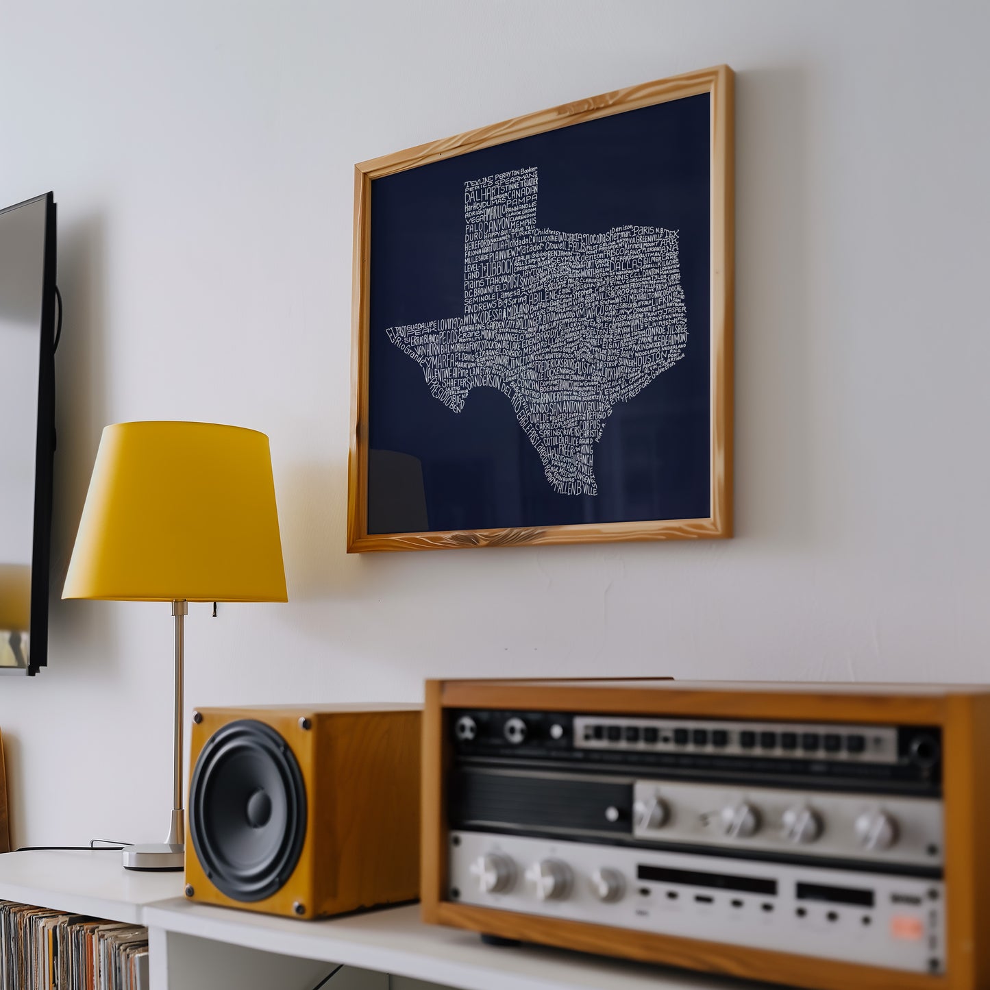 Texas Towns Home Decor Art Print (Navy Blue) - Tejas Country Club