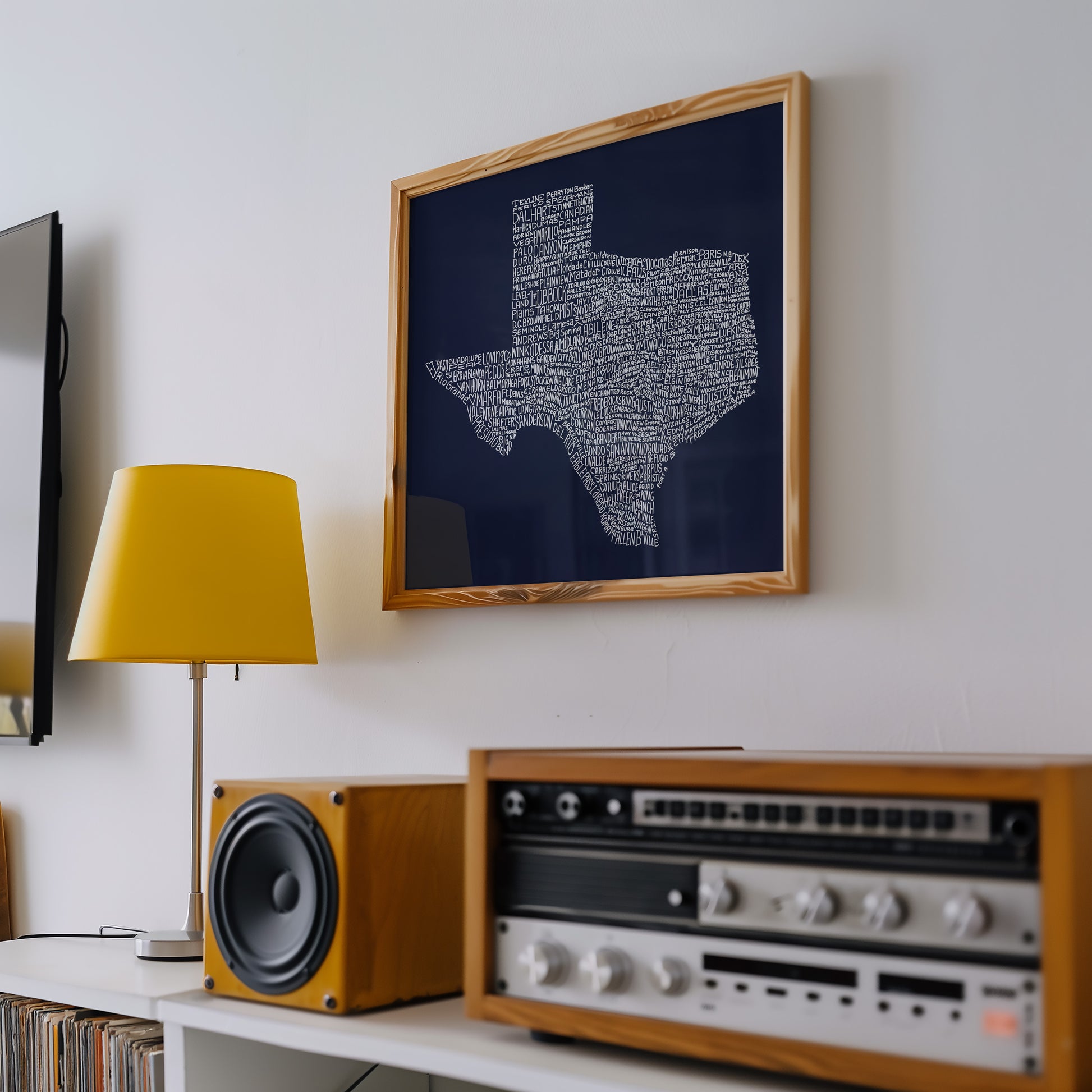 Texas Towns Home Decor Art Print (Navy Blue) - Tejas Country Club