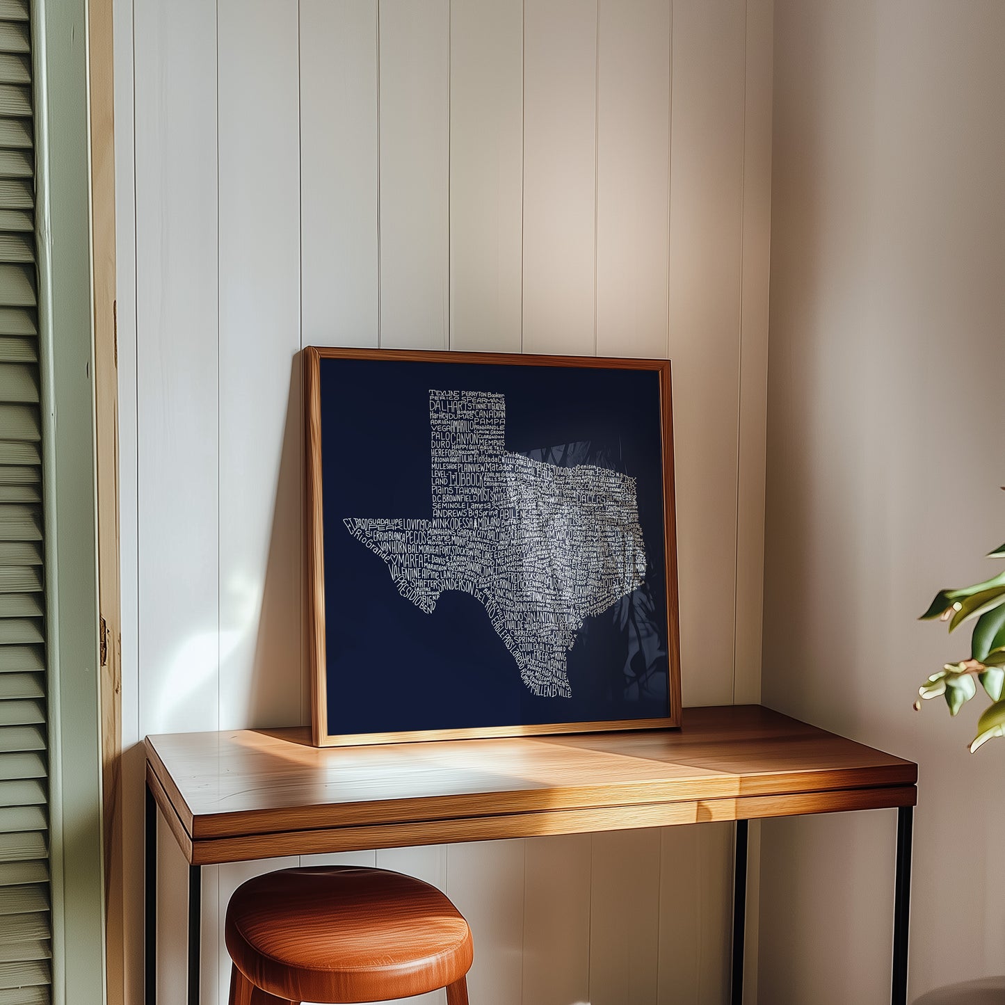 Texas Towns Home Decor Art Print (Navy Blue) - Tejas Country Club
