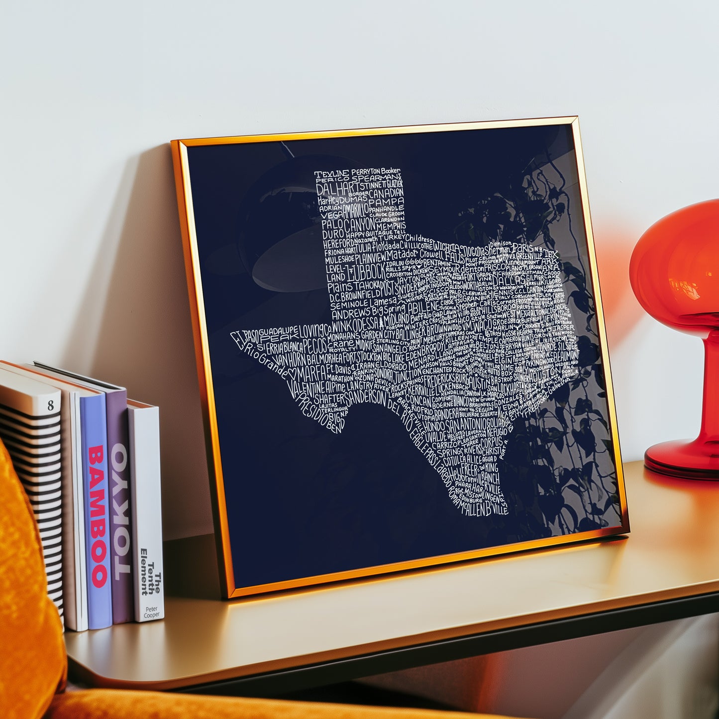 Texas Towns Home Decor Art Print (Navy Blue) - Tejas Country Club