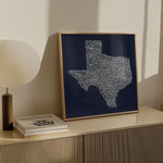 Texas Towns Home Decor Art Print (Navy Blue) - Tejas Country Club