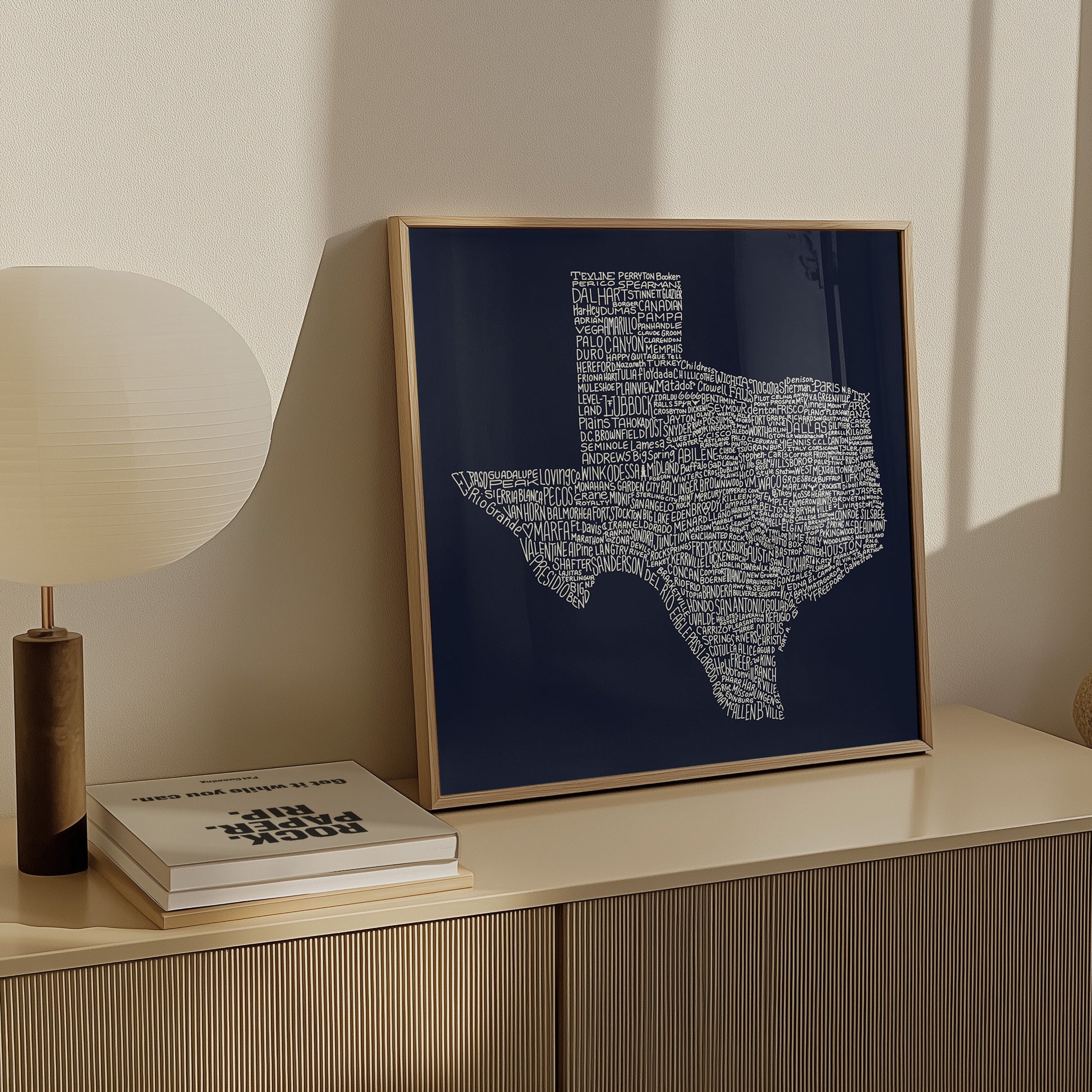 Texas Towns Home Decor Art Print (Navy Blue) - Tejas Country Club