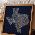 Texas Towns Home Decor Art Print (Navy Blue) - Tejas Country Club