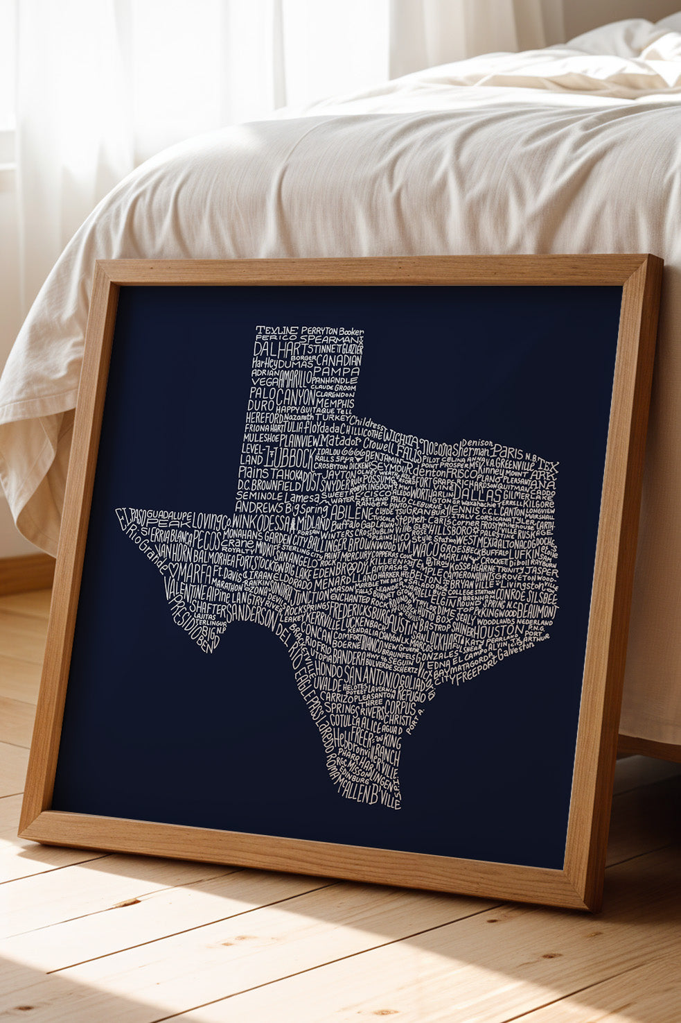 Texas Towns Home Decor Art Print (Navy Blue) - Tejas Country Club