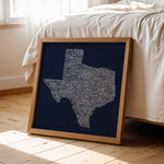 Texas Towns Home Decor Art Print (Navy Blue) - Tejas Country Club