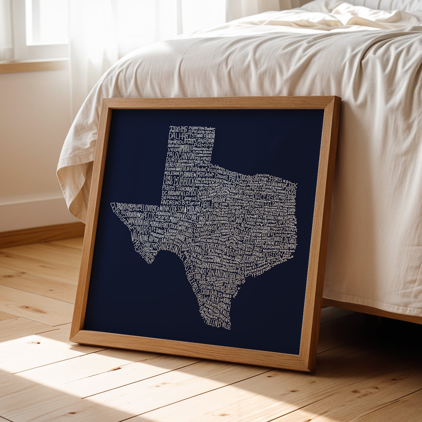 Texas Towns Home Decor Art Print (Navy Blue) - Tejas Country Club