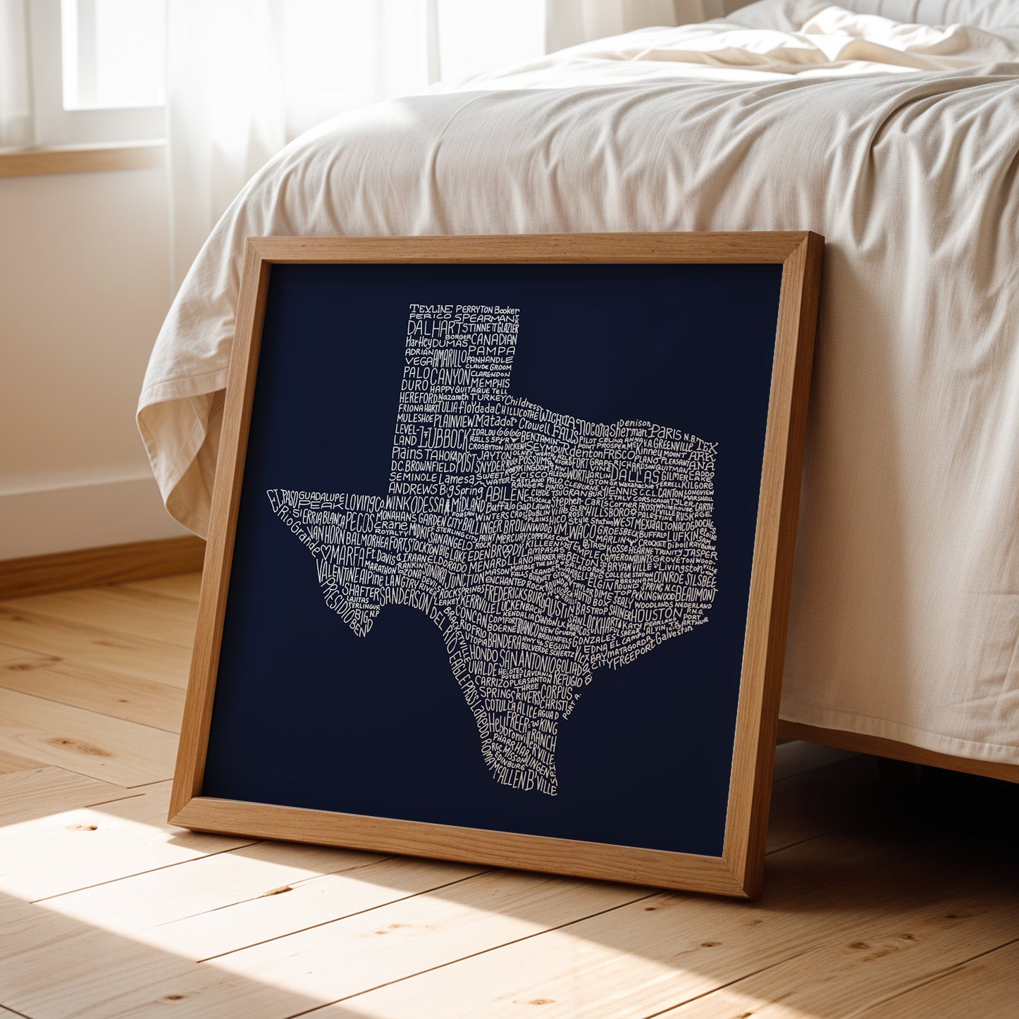 Texas Towns Home Decor Art Print (Navy Blue) - Tejas Country Club