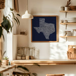 Texas Towns Home Decor Art Print (Navy Blue) - Tejas Country Club